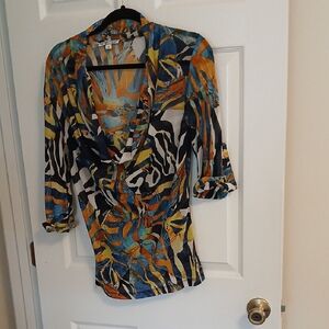 Multicolor Abstract Print Women's Top